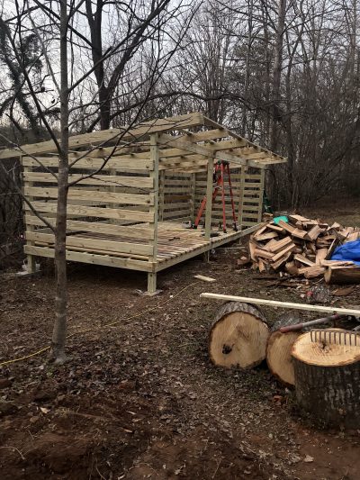 Firewood storage pole barn, Morganton