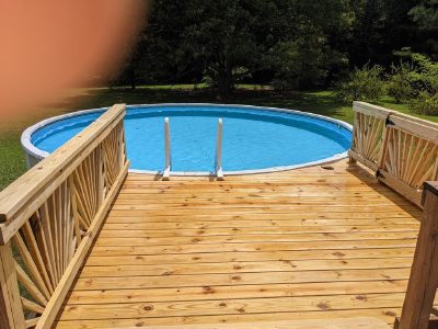 Pool deck build with custom designed railings