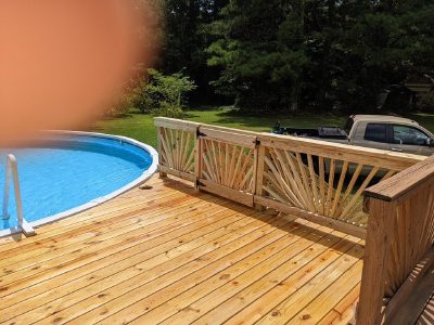 Pool deck build with custom designed railings